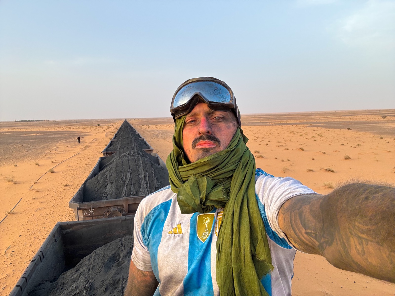 Kieran travelling in the desert
